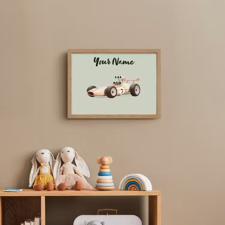 Beige - Raceauto - Groen Light Box met batterij (Wandlamp kind) middel -sfeer2_kind