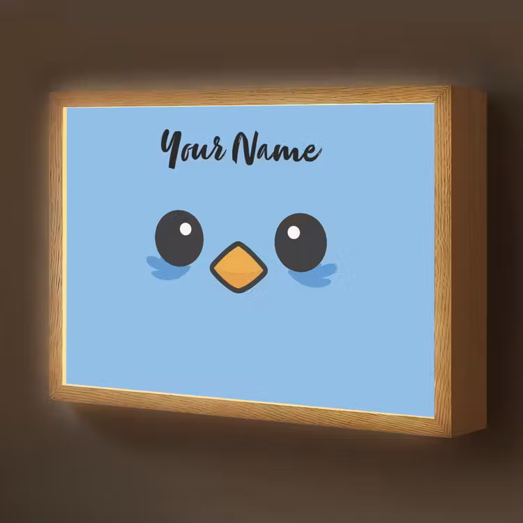 Vogel - Blauw - Gezicht Light Box met batterij (Wandlamp kind) middel -z3d_website