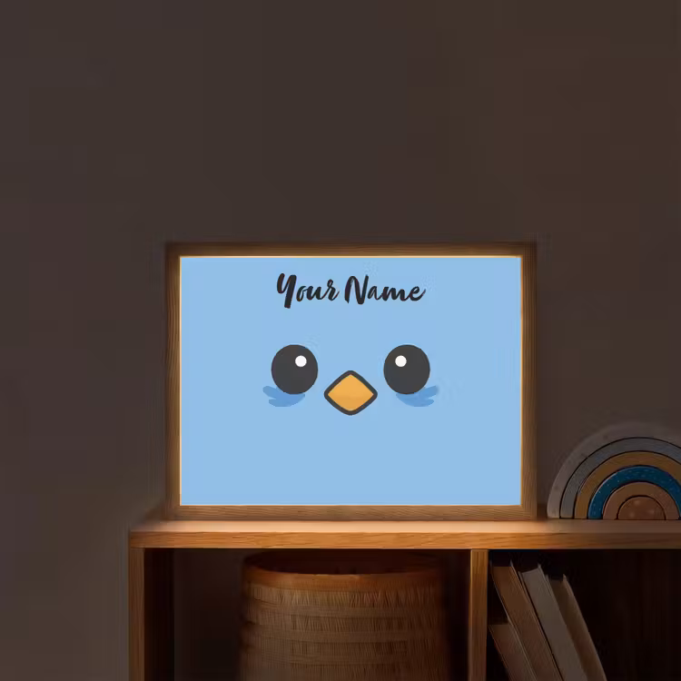 Vogel - Blauw - Gezicht Light Box met batterij (Wandlamp kind) middel -sfeer1_kind