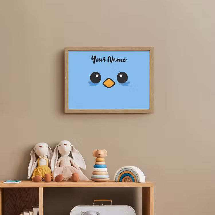 Vogel - Blauw - Gezicht Light Box met batterij (Wandlamp kind) middel -sfeer2_kind