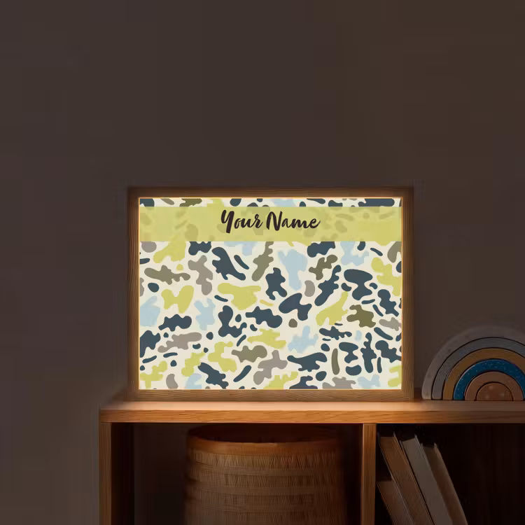 Camouflage - Groen - Blauw - Jongens - Kinderen Light Box met batterij (Wandlamp kind) middel -sfeer1_kind