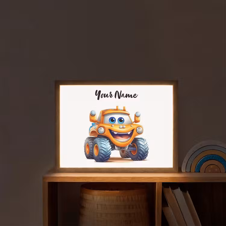 Auto - Oranje - Jongen - Kind Light Box met batterij (Wandlamp kind) middel -sfeer1_kind