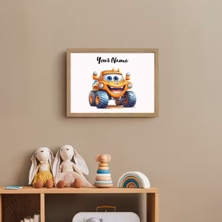 Auto - Oranje - Jongen - Kind Light Box met batterij (Wandlamp kind) middel -sfeer2_kind