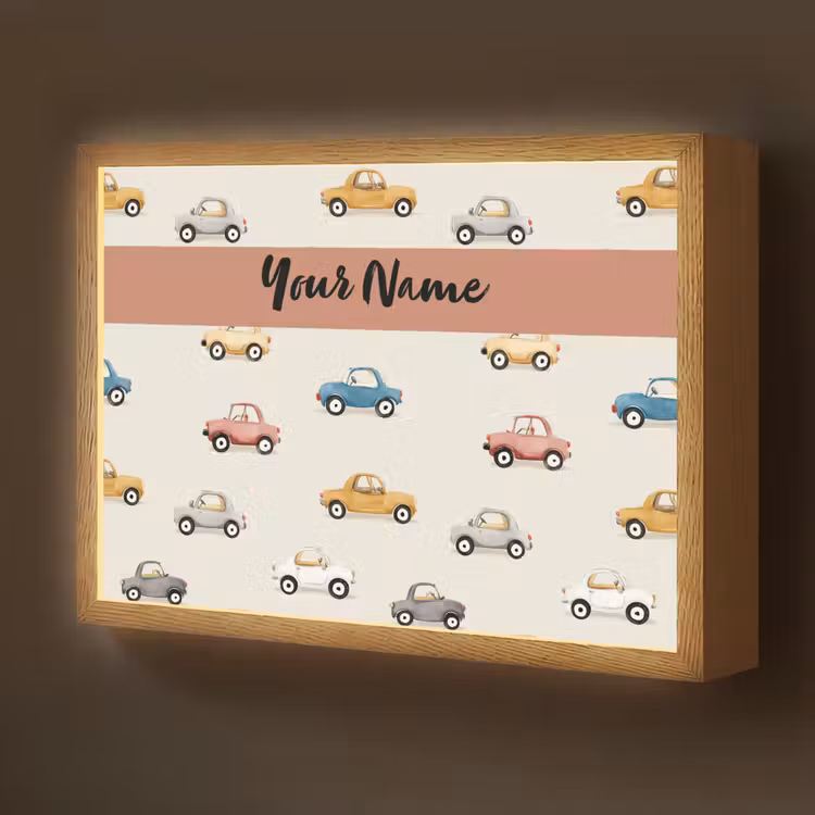 Auto's - Patroon - Kleurrijk Light Box met batterij (Wandlamp kind) middel -z3d_website