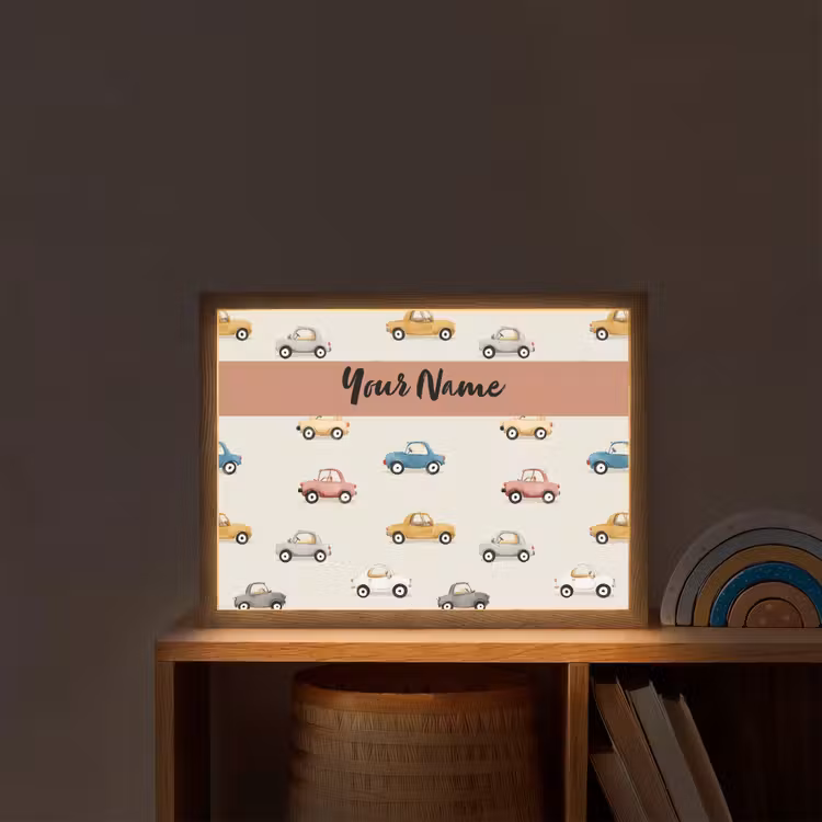 Auto's - Patroon - Kleurrijk Light Box met batterij (Wandlamp kind) middel -sfeer1_kind