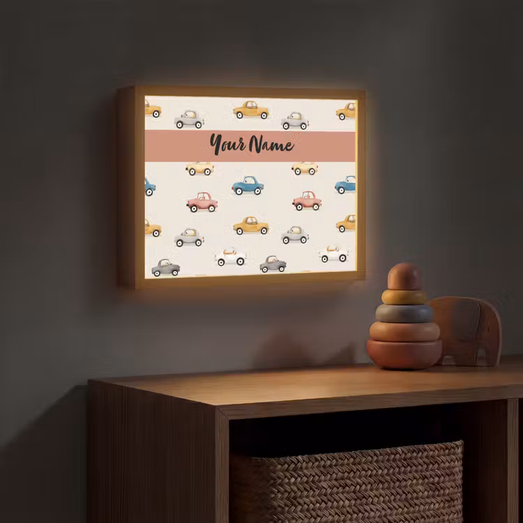 Auto's - Patroon - Kleurrijk Light Box met batterij (Wandlamp kind) middel -sfeer5_kind