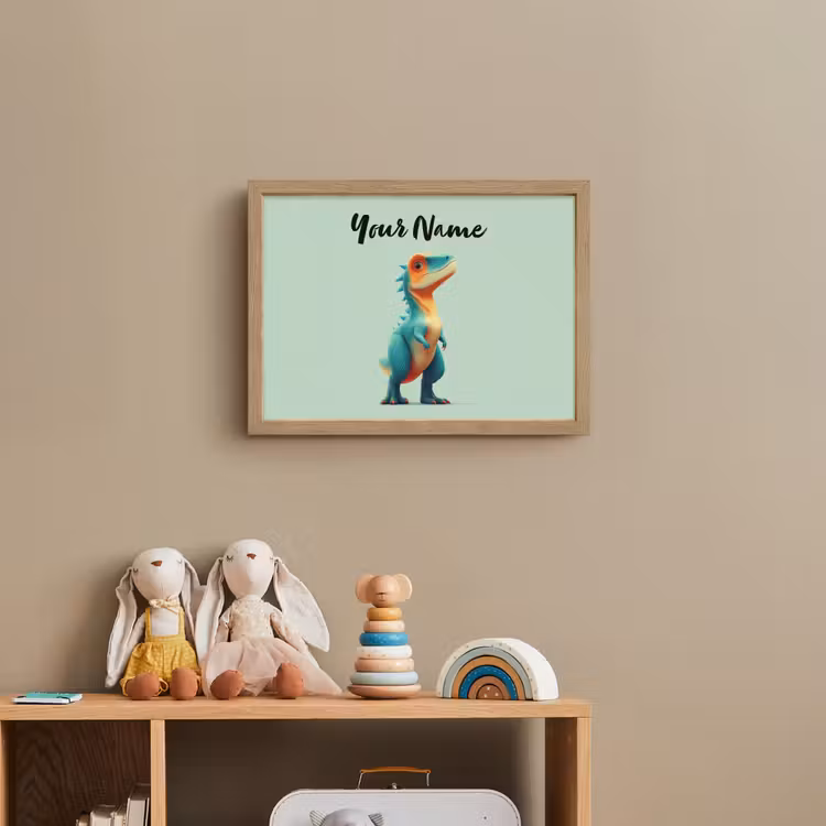 Cartoon - Dino - Oranje - Stekels Light Box met batterij (Wandlamp kind) middel -sfeer2_kind