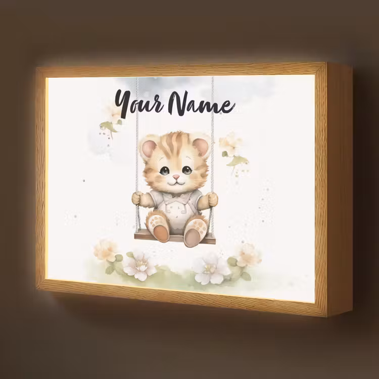 Poes - Baby - Dier - Kinderen Light Box met batterij (Wandlamp kind) middel -z3d_website