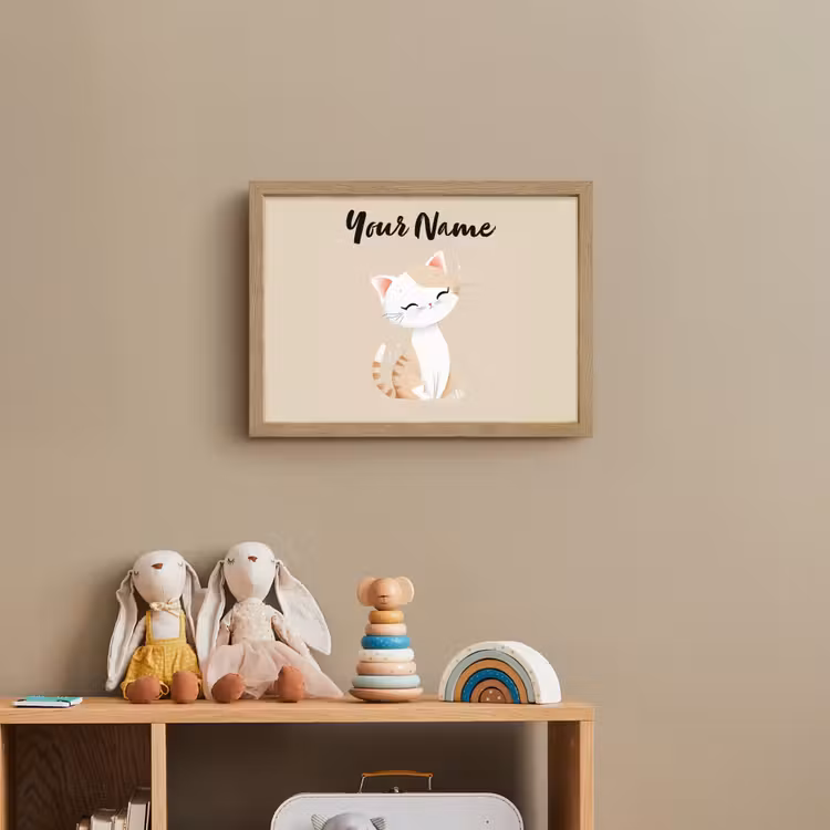Kat - Kitten - Beige Light Box met batterij (Wandlamp kind) middel -sfeer2_kind