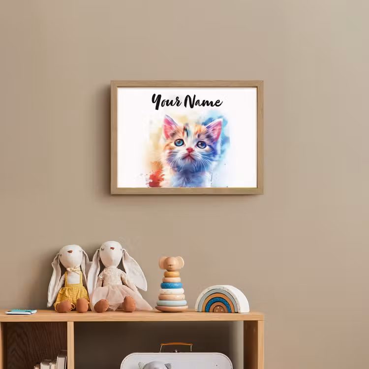 Kat - Portret - Kleuren - Verf - Wit Light Box met batterij (Wandlamp kind) middel -sfeer2_kind