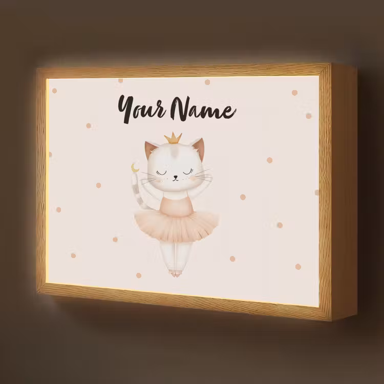 Kat - Tutu - Kroontje - Stippen Light Box met batterij (Wandlamp kind) middel -z3d_website