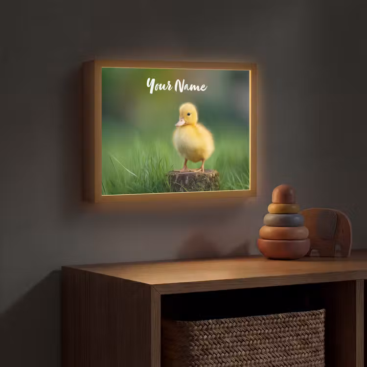 Kuiken - Eend - Geel - Gras Light Box met batterij (Wandlamp kind) middel -sfeer5_kind