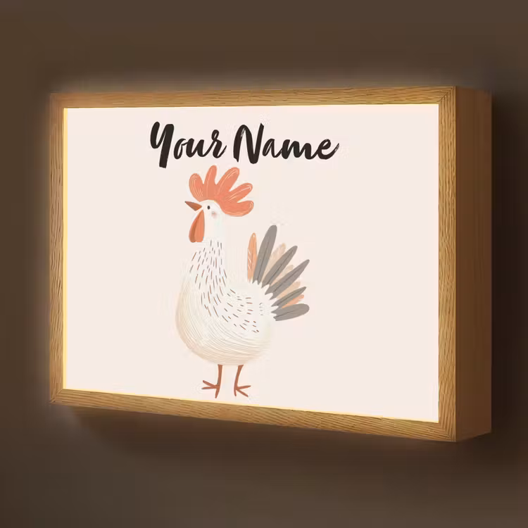 Kip - Boerderij - Dieren Light Box met batterij (Wandlamp kind) middel -z3d_website