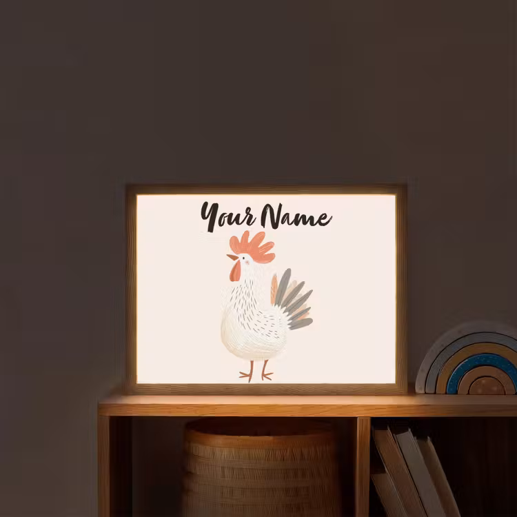 Kip - Boerderij - Dieren Light Box met batterij (Wandlamp kind) middel -sfeer1_kind