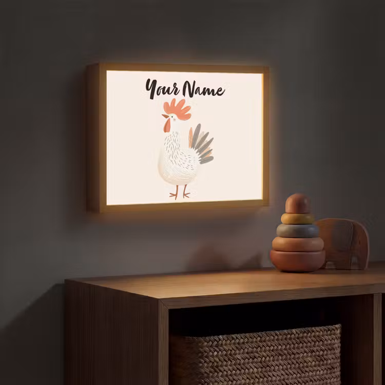 Kip - Boerderij - Dieren Light Box met batterij (Wandlamp kind) middel -sfeer5_kind