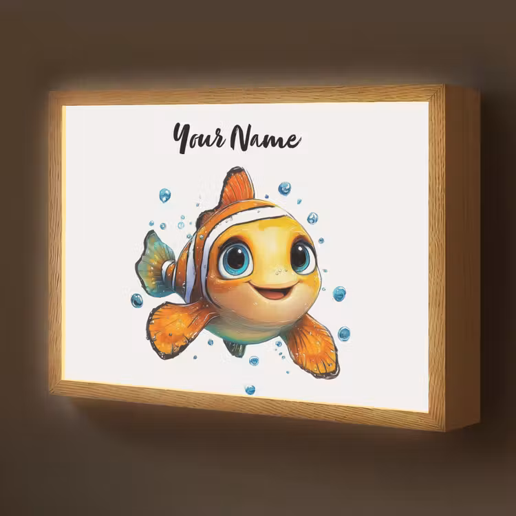 Clownvis - Oranje - Vis - Water Light Box met batterij (Wandlamp kind) middel -z3d_website
