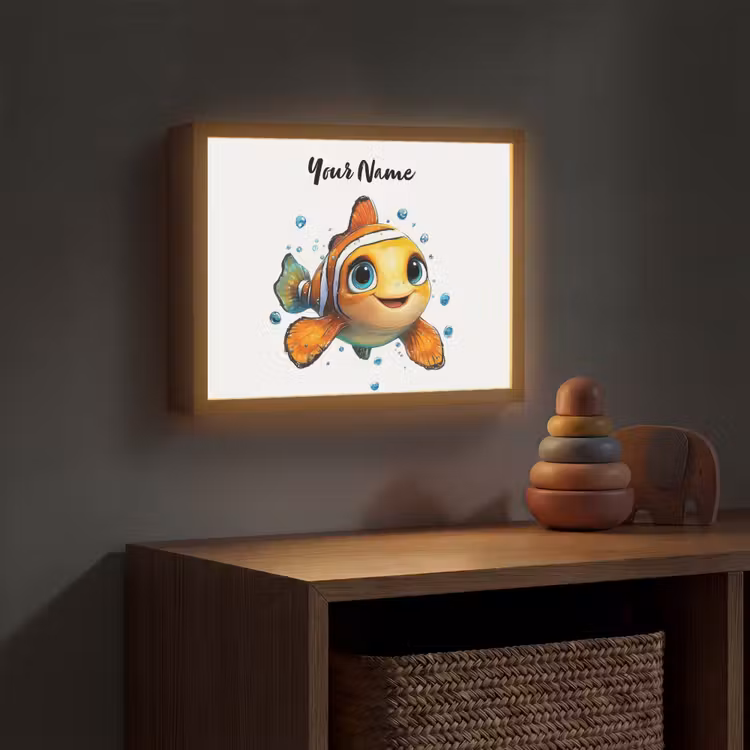 Clownvis - Oranje - Vis - Water Light Box met batterij (Wandlamp kind) middel -sfeer5_kind