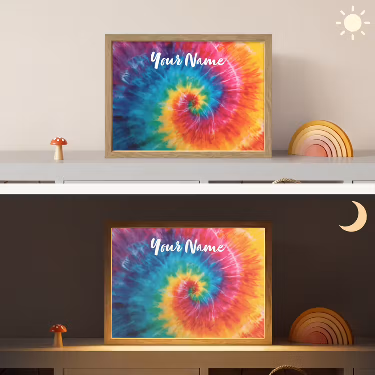 Kleurrijk - Regenboog - Spiraal Light Box met batterij (Wandlamp kind) middel -sfeer3_kind