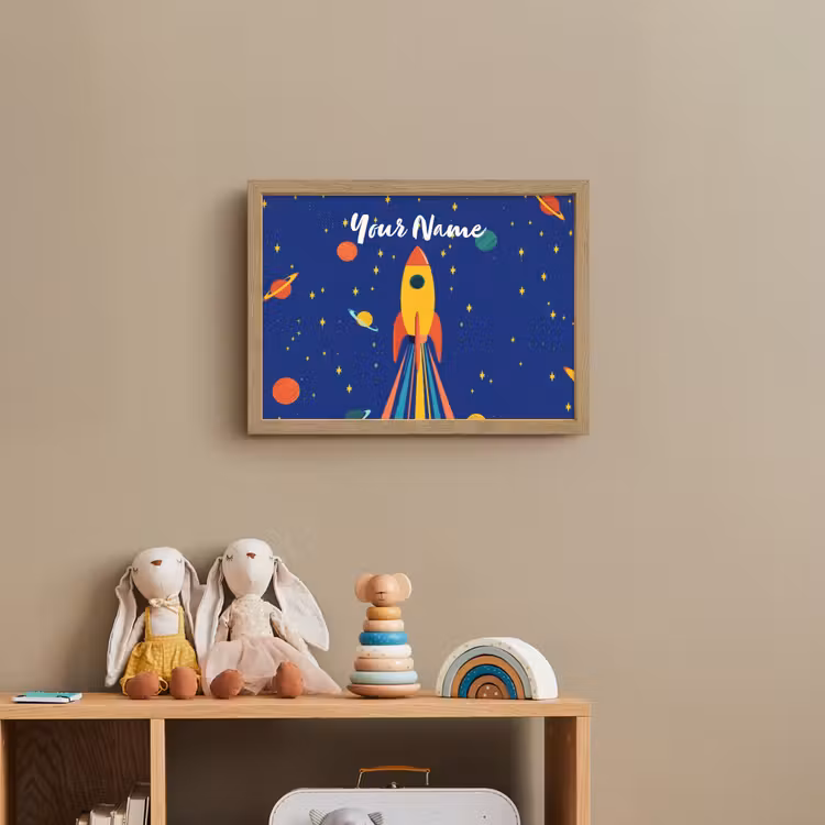 Kleurrijk - Raket - Ruimte Light Box met batterij (Wandlamp kind) middel -sfeer2_kind