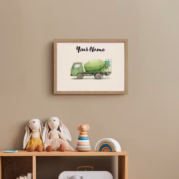 Betonmixer - Getekend - Groen Light Box met batterij (Wandlamp kind) middel -sfeer2_kind