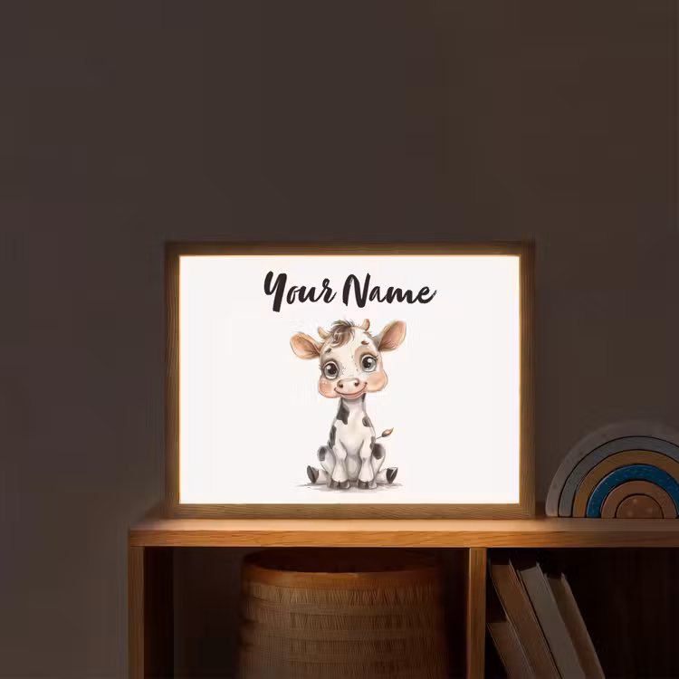 Koe - Baby dier - Boerderij dieren Light Box met batterij (Wandlamp kind) middel -sfeer1_kind