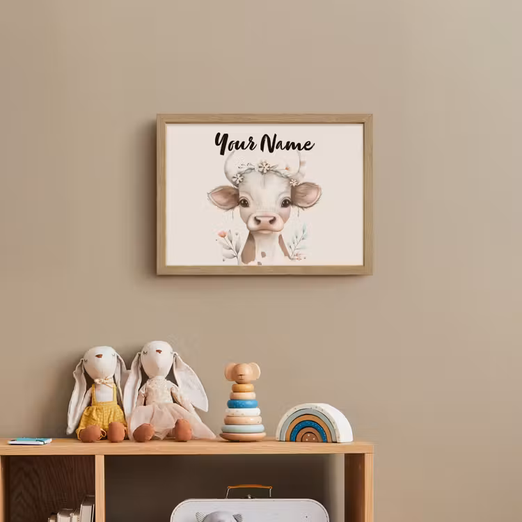 Koe - Bohemian - Kalfje - Bloemen Light Box met batterij (Wandlamp kind) middel -sfeer2_kind