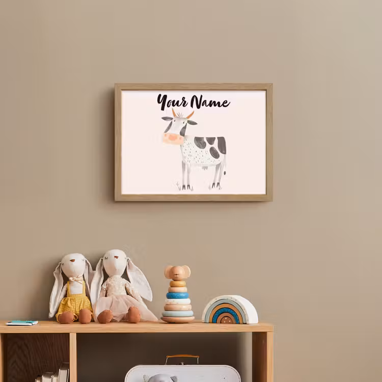 Koe - Boerderij dier - Dieren - Pastel kleuren Light Box met batterij (Wandlamp kind) middel -sfeer2_kind