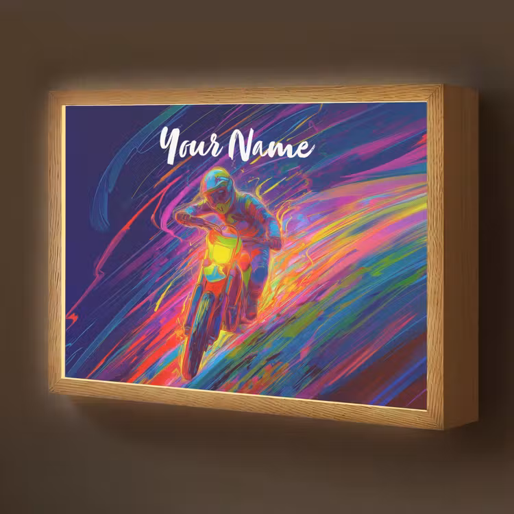 Crossmotor - Neonkleuren - Lijnen - Helm Light Box met batterij (Wandlamp kind) middel -z3d_website