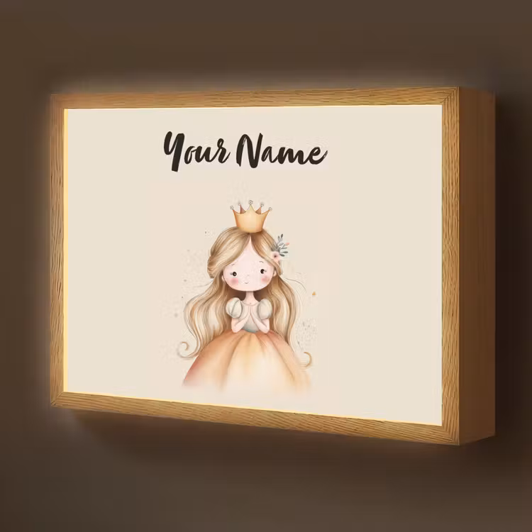 Kroon - Prinses - Bloem - Jurk Light Box met batterij (Wandlamp kind) middel -z3d_website