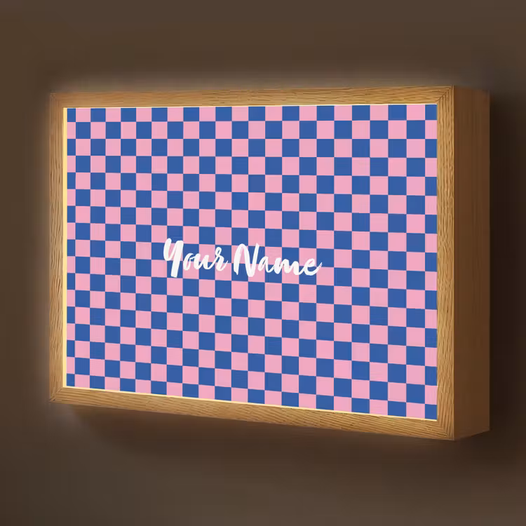 Blokjes - Blauw - Roze Light Box met batterij (Wandlamp kind) middel -z3d_website