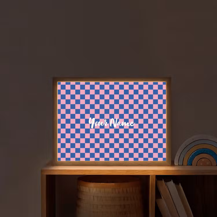 Blokjes - Blauw - Roze Light Box met batterij (Wandlamp kind) middel -sfeer1_kind