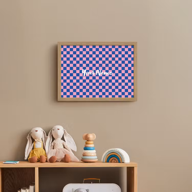 Blokjes - Blauw - Roze Light Box met batterij (Wandlamp kind) middel -sfeer2_kind