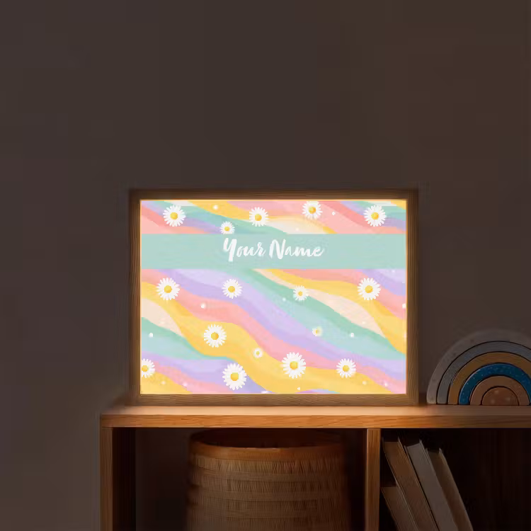 Madeliefjes - Kleurrijk - Pastel Light Box met batterij (Wandlamp kind) middel -sfeer1_kind