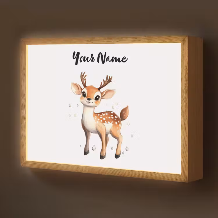 Hert - Dier - Bruin Light Box met batterij (Wandlamp kind) middel -z3d_website
