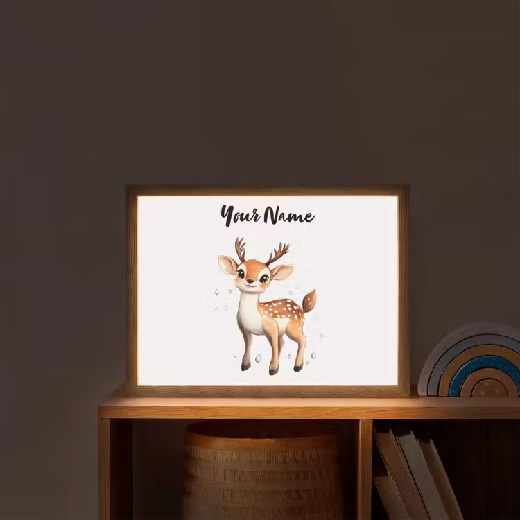 Hert - Dier - Bruin Light Box met batterij (Wandlamp kind) middel -sfeer1_kind