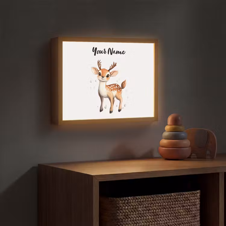 Hert - Dier - Bruin Light Box met batterij (Wandlamp kind) middel -sfeer5_kind