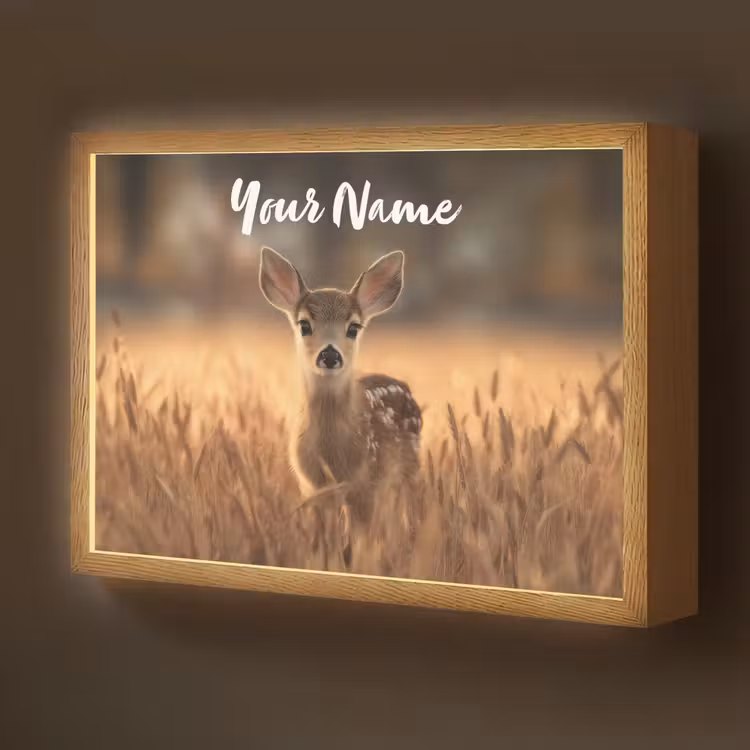 Hert - Graanveld - Bruin Light Box met batterij (Wandlamp kind) middel -z3d_website