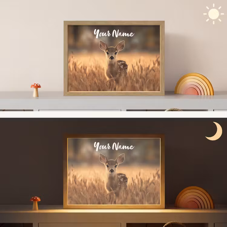 Hert - Graanveld - Bruin Light Box met batterij (Wandlamp kind) middel -sfeer3_kind
