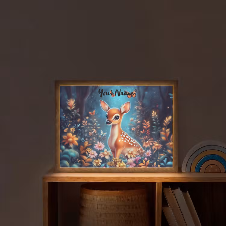 Hert - Magisch - Sprookjesbos Light Box met batterij (Wandlamp kind) middel -sfeer1_kind