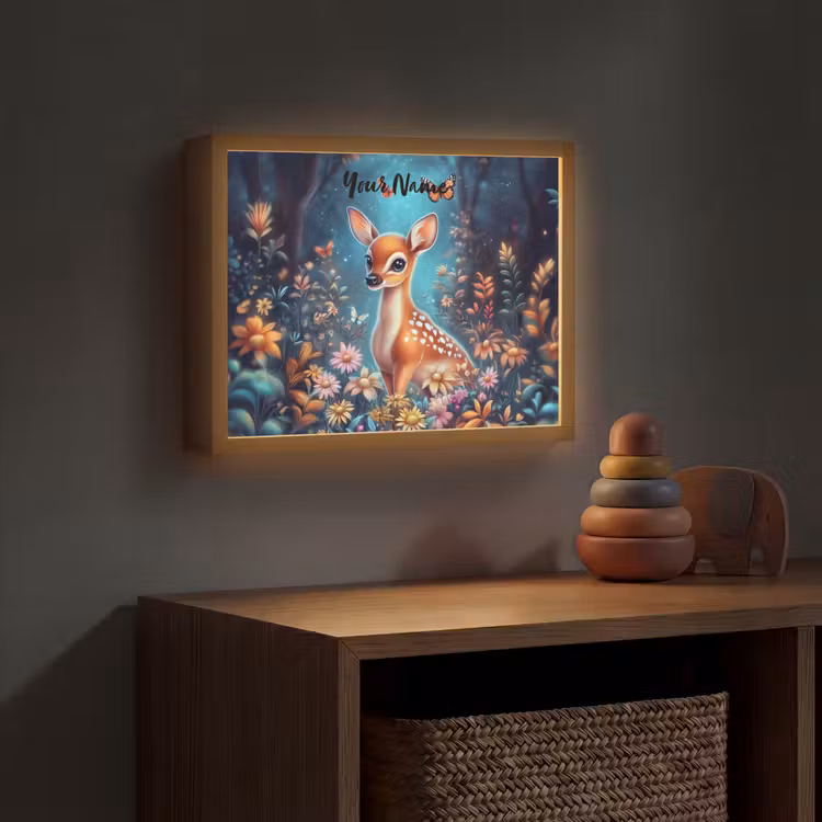 Hert - Magisch - Sprookjesbos Light Box met batterij (Wandlamp kind) middel -sfeer5_kind