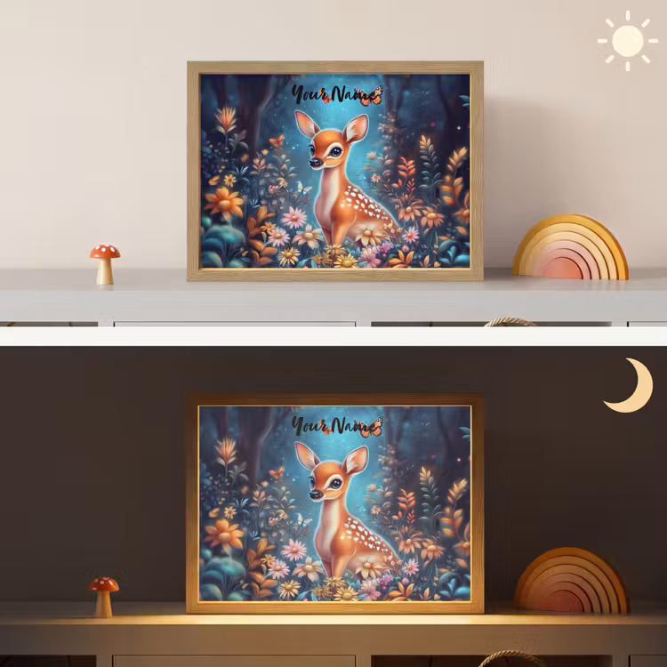 Hert - Magisch - Sprookjesbos Light Box met batterij (Wandlamp kind) middel -sfeer3_kind