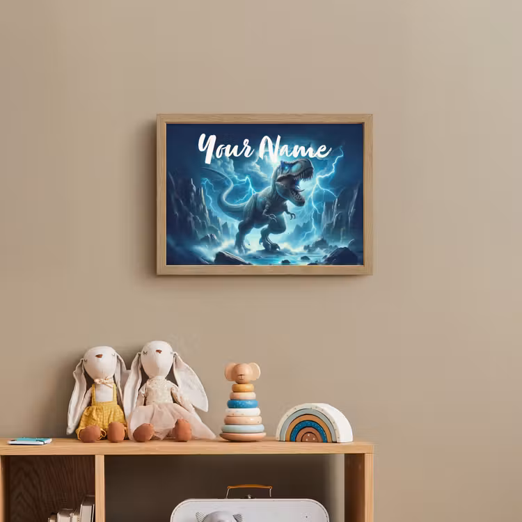 Dino - Blauw - Jongens Light Box met batterij (Wandlamp kind) middel -sfeer2_kind