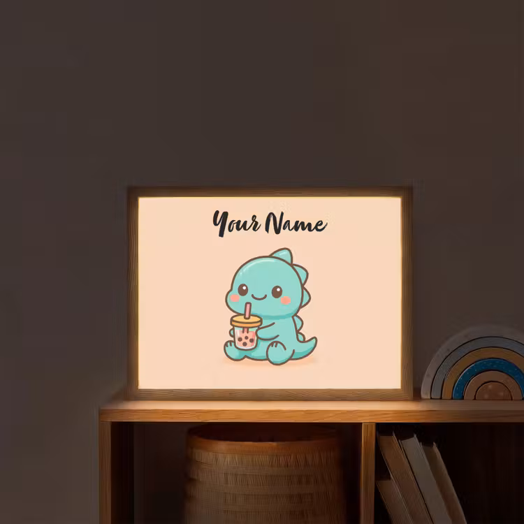Dino - Boba - Turquoise Light Box met batterij (Wandlamp kind) middel -sfeer1_kind