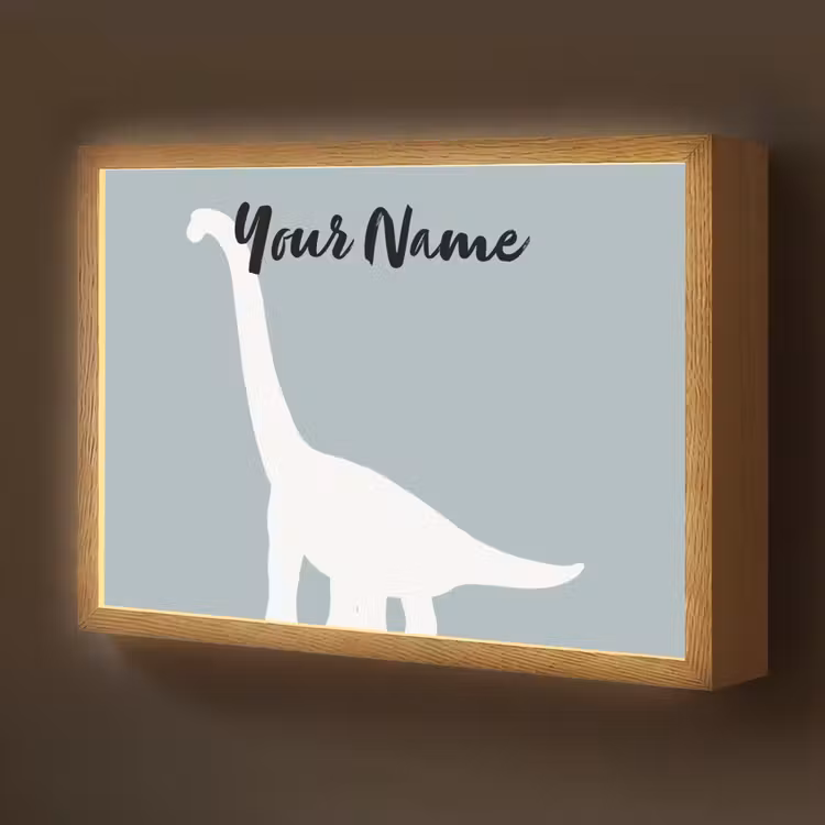 Dino - Brachiosaurus - Dinosaurus - Blauw Light Box met batterij (Wandlamp kind) middel -z3d_website