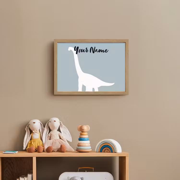 Dino - Brachiosaurus - Dinosaurus - Blauw Light Box met batterij (Wandlamp kind) middel -sfeer2_kind