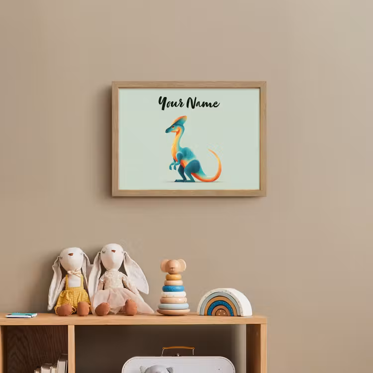 Dino - Cartoon - Oranje - Poten Light Box met batterij (Wandlamp kind) middel -sfeer2_kind