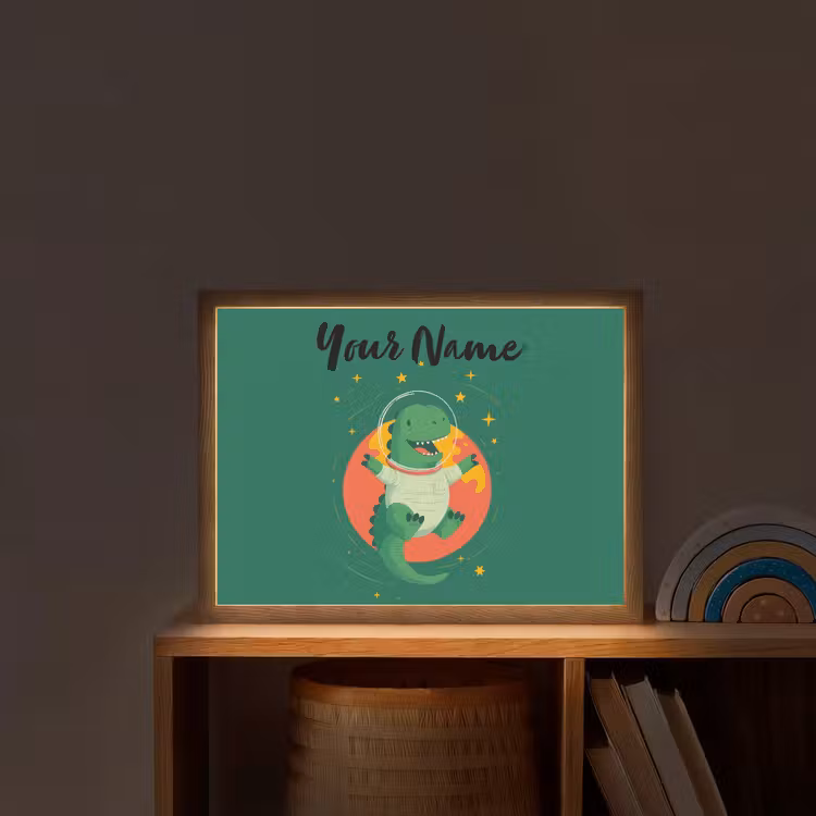 Dino - Groen - Planeet Light Box met batterij (Wandlamp kind) middel -sfeer1_kind