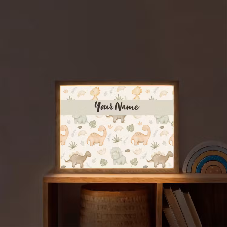 Dino - illustratie - Kleurrijk Light Box met batterij (Wandlamp kind) middel -sfeer1_kind