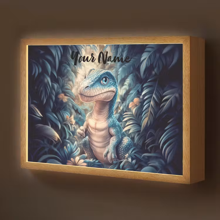 Dino - Jungle - Blauw Light Box met batterij (Wandlamp kind) middel -z3d_website