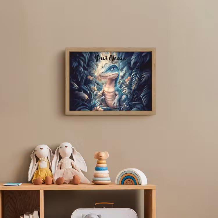 Dino - Jungle - Blauw Light Box met batterij (Wandlamp kind) middel -sfeer2_kind